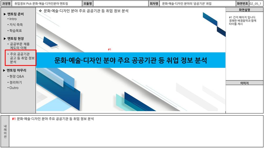 문화예술디자인 취업멘토링 화면 1